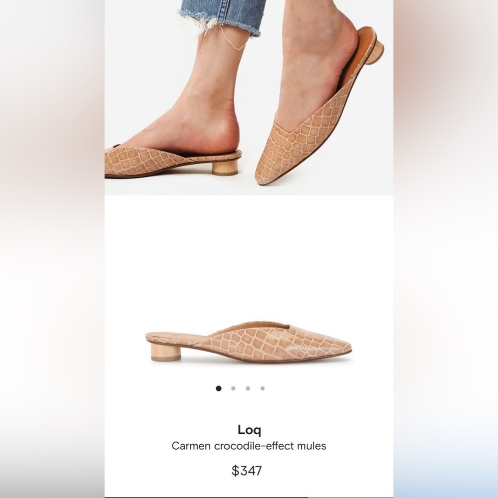 LOQ Beige Croc-Embossed Mules